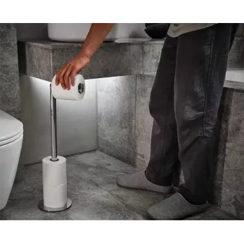 Joseph Joseph EasyStore Luxe porte-rouleau de papier toilette 2 en 1 en acier inoxydable