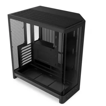 Boîtier gaming moyen tour NZXT H6 2026 Airflow, noir, verre trempé, 3 ventilateurs F120Q, USB-C, double chambre