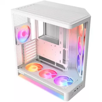 Boîtier gaming moyen tour airflow NZXT H6 RGB+ 2026 blanc verre trempé