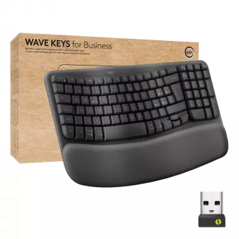 Logitech Ergo Series Wave Keys for Business clavier ergonomique sans fil, disposition italienne, graphite