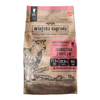 WIEJSKA ZAGRODA agneau avec krill croquettes pour chats - 10 kg