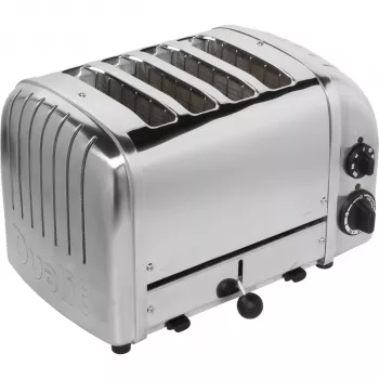 Dualit Vario 47030 Grille-pain 4 fentes, acier inoxydable poli, 2200 W, fentes extra-larges, fonctions décongélation et bagel