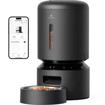 PETLIBRO Granary Distributeur automatique de nourriture Wi-Fi, 5L Distributeur intelligent pour chats et chiens, contrôle par application, 10 repas/jour, enregistrement vocal, bol en acier inoxydable, noir