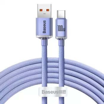 Câble Baseus USB-A vers USB-C Crystal Shine 100W 2 m violet