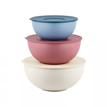 Ensemble de 3 bols avec couvercles Guzzini EVERYWHERE BIO, couleurs assorties