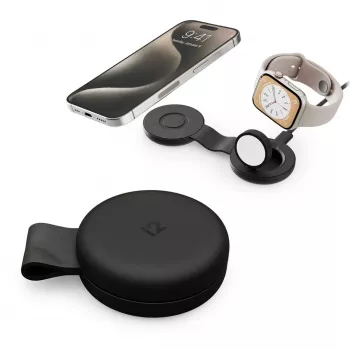 Chargeur 2 en 1 Qi2 MagSafe Twelve South ButterFly SE pour iPhone et Apple Watch, noir