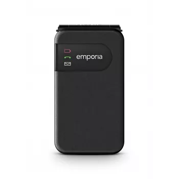 Emporia SIMPLICITYglam noir (2025) téléphone mobile pour seniors avec bouton SOS, 4G LTE, écran 2,8 inch, station de charge