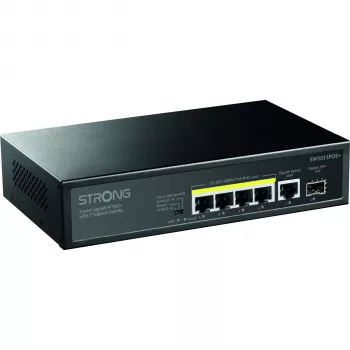 Strong SW5011POE+ switch Gigabit PoE+ 8 ports, budget 120W, métal, sans ventilateur