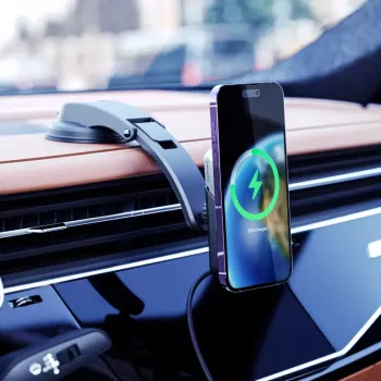 Support de chargeur de voiture sans fil magnétique universel ALOGIC Matrix avec ventouse et clip de grille d'aération, charge rapide Qi 15 W, serrage automatique, rotation à 360°, noir