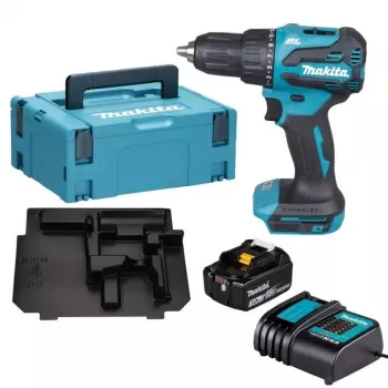Makita DHP490SF1J 18V LXT perceuse-visseuse à percussion sans fil sans balais avec batterie 3.0Ah, chargeur et coffret Makpac