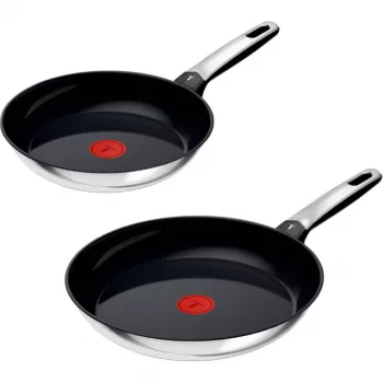 Ensemble de 2 poêles en acier inoxydable Tefal Emotion, 24/28 cm