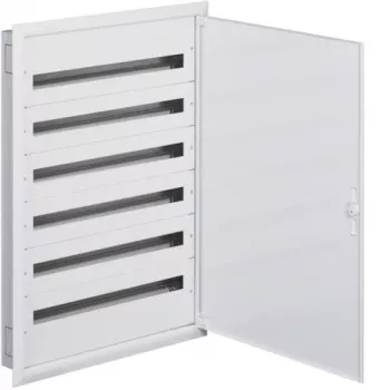 Tableau de distribution encastré HAGER FW636FT, 6 rangées, 216 modules, bornes PE/N, IP30, blanc
