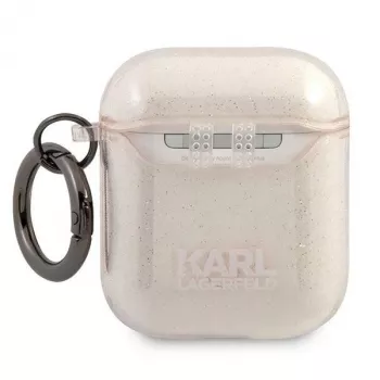 Karl Lagerfeld KLA2UKHGD étui AirPods 1/2 Gold Glitter Karl Head