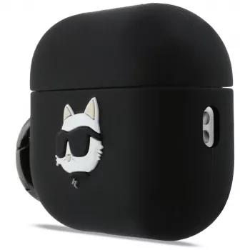 Karl Lagerfeld Coque 3D en silicone tête Choupette pour AirPods Pro 3 - noire