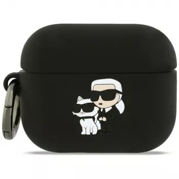 Karl Lagerfeld étui 3D en silicone Karl & Choupette Head pour AirPods Pro 3, noir