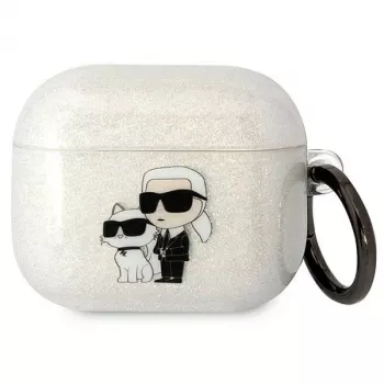Karl Lagerfeld KLA3HNKCTGT étui AirPods 3 transparent Glitter Karl & Choupette