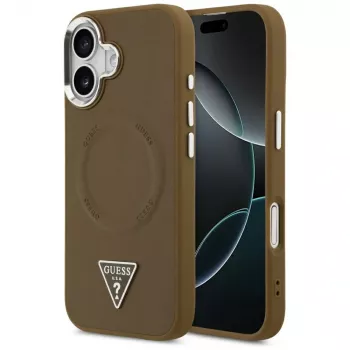 GUESS Coque MagSafe Triangle Logo pour iPhone 17 - marron