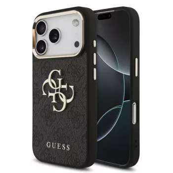 GUESS Coque rigide Classic 4G Big Logo pour iPhone 17 Pro / 18 Pro - noir et or