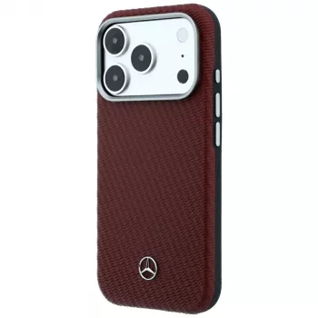 Mercedes Coque MagSafe Semi Wrap en cuir effet bois pour iPhone 18 Pro Max / 17 Pro Max - bordeaux