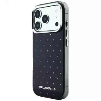 Coque Karl Lagerfeld IML Rhinestones Allover et logo électroplaqué pour iPhone 18 Pro / 17 Pro - noir