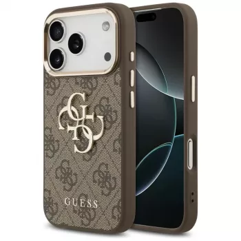 Coque GUESS 4G Big Classic Logo pour iPhone 17 Pro / 18 Pro - marron & or