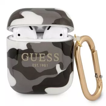 Coque Guess GUA2UCAMG pour AirPods 1/2 noire collection Camo
