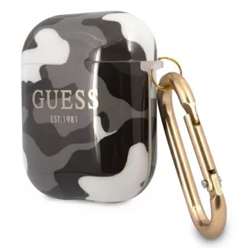 Coque Guess GUA2UCAMG pour AirPods 1/2 noire collection Camo
