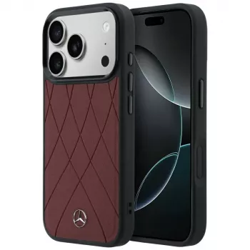 Coque MagSafe Mercedes cuir Crossed Lines pour iPhone 18 Pro Max / 17 Pro Max – bordeaux