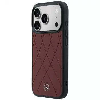 Coque MagSafe Mercedes cuir Crossed Lines pour iPhone 18 Pro Max / 17 Pro Max – bordeaux