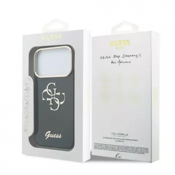 Coque GUESS IML 4G Script Metal pour iPhone 18 Pro Max / 17 Pro Max - noir
