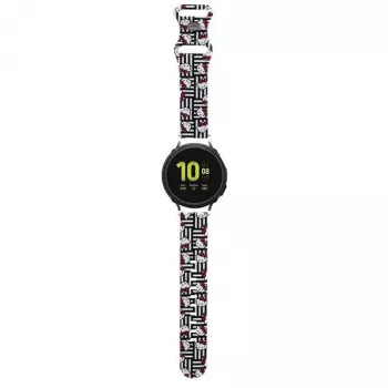 Bracelet universel en silicone pour montre connectée Hello Kitty HKUWMSDIESK Heads & Stripes noir 20 mm