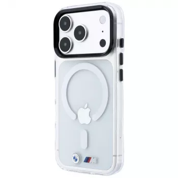 Coque MagSafe BMW M IML Metal Logo brillant & garnitures pour iPhone 18 Pro / 17 Pro - transparent