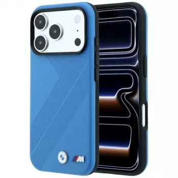Coque MagSafe BMW M Tire Track Metal Logo pour iPhone 18 Pro / 17 Pro - bleu