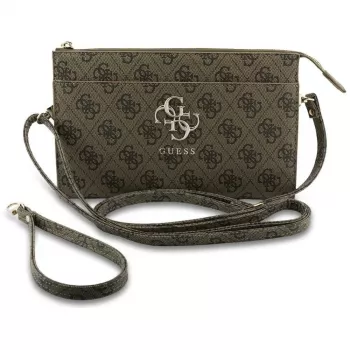 Sacoche de téléphone GUESS 4G Big Logo en cuir PU marron avec emplacements pour cartes