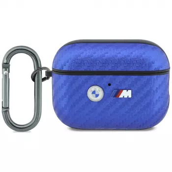 Coque BMW M Carbon Metal Logo pour AirPods Pro 3, bleu clair