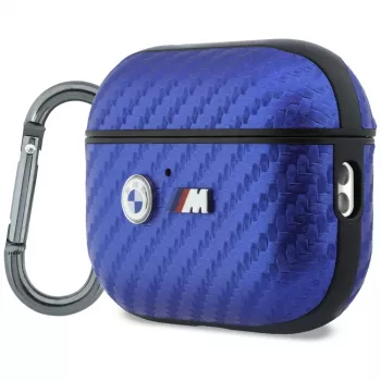 Coque BMW M Carbon Metal Logo pour AirPods Pro 3, bleu clair