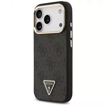 Coque MagSafe GUESS 4G Triangle Logo pour iPhone 18 Pro / 17 Pro - noire et dorée