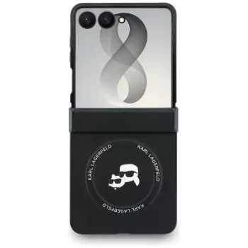 Coque MagSafe Karl Lagerfeld Karl & Choupette Pins pour Samsung Galaxy Z Flip8 - noire