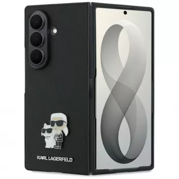 Coque Karl Lagerfeld Saffiano Karl & Choupette Pin pour Samsung Galaxy Z Fold 8 Ultra - noire
