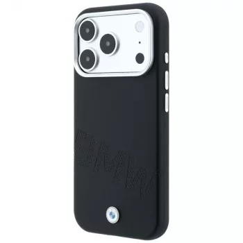Coque MagSafe BMW Sign Inclined Deboss Letters pour iPhone 18 Pro / 17 Pro - noire