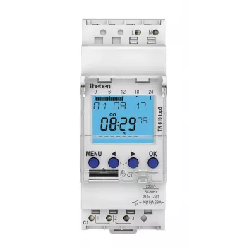Horloge programmable digitale THEBEN TR610 top3 avec réserve de marche 10 ans, 1 canal, rail DIN