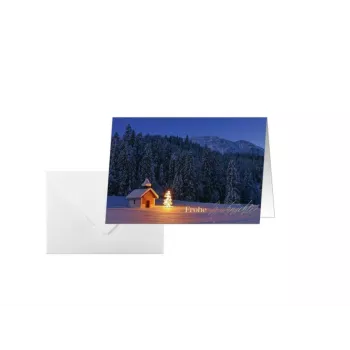 Cartes de Noël SIGEL DS096 motif chapelle de Noël A6, 10 cartes avec enveloppes