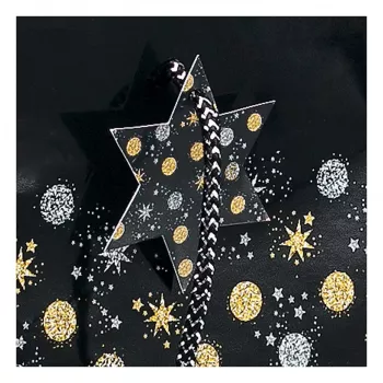 SIGEL GT030 Stardust Sac cadeau pour 5 bouteilles, bleu foncé avec accents métallisés, poignées en cordon textile, 320 x 100 x 380 mm