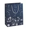 SIGEL GT110 Ensemble de sacs cadeaux flocons de neige argentés, lot de 3, papier couché, poignées en cordon textile blanc, brillance métallisée, pour Noël et l'hiver, 230 x 180 x 100 mm