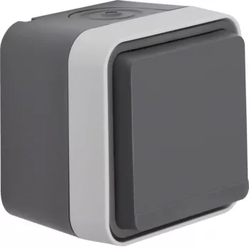 Hager WNC140 prise SCHUKO en saillie avec couvercle rabattable, IP55, gris
