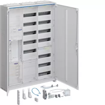 Hager armoire de distribution complète universZ, 1 point de comptage, BKE-I, en saillie, 3 champs, hauteur 1100mm, charnières de porte 5 points, ESA