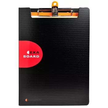 Exacompta Exaboard porte-bloc A4 noir polypropylène avec pince métallique et œillet de suspension