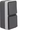 HAGER WNC080 commutateur/prise Schuko avec couvercle rabattable, en saillie verticale, gris