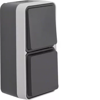 HAGER WNC080 commutateur/prise Schuko avec couvercle rabattable, en saillie verticale, gris
