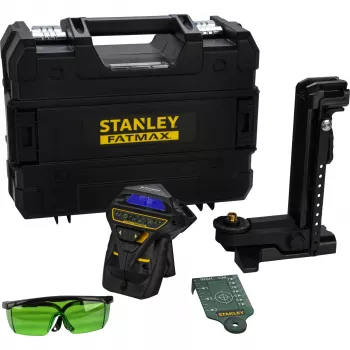 Niveau laser 3 plans à faisceau vert 360° FatMax X3G Stanley avec coffret TSTAK, portée 35 m, Li-Ion 10,8 V